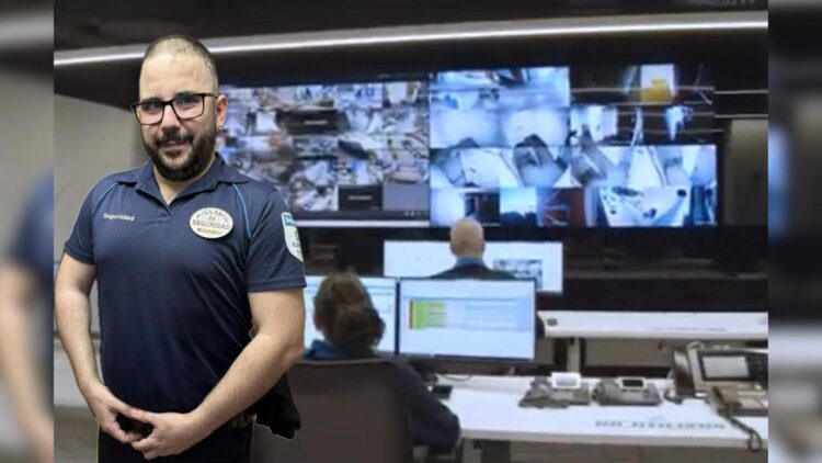 Adrián Herrera, vigilante de seguridad con discapacidad visual