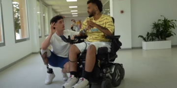 Alberto Boniato y Alan en el Hospital Nacional de Parapléjicos de Toledo