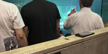 Zona reservada para personas con discapacidad en el Palau Sant Jordi