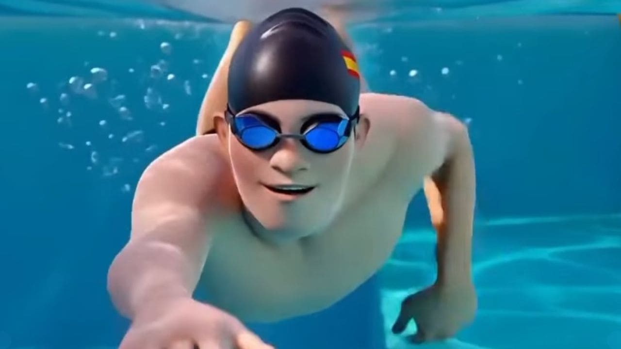 Un grupo de alumnos recrea con IA la historia de Guillermo Gracia, nadador con síndrome de Down