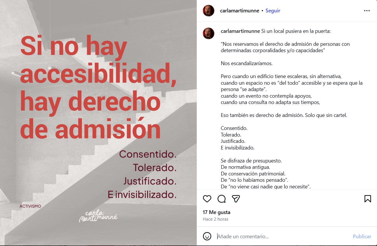 Carla Martí, psicóloga con discapacidad: "La accesibilidad no se mendiga, es un derecho"