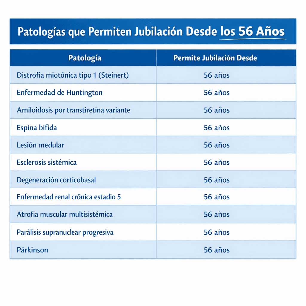 La Seguridad Social aprueba 11 nuevas enfermedades que permiten adelantar la jubilación desde los 56 años