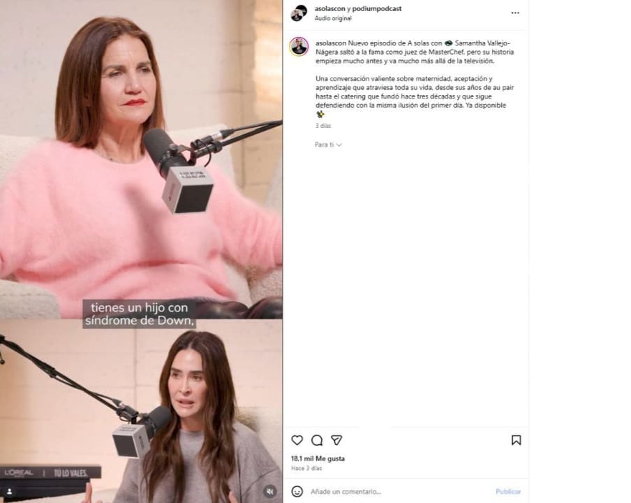Publicación de Instagram de Samantha Vallejo-Nágera en 'A solas con...'