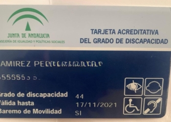 Tarjeta acreditativa del grado de discapacidad en Andalucía