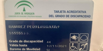 Tarjeta acreditativa del grado de discapacidad en Andalucía