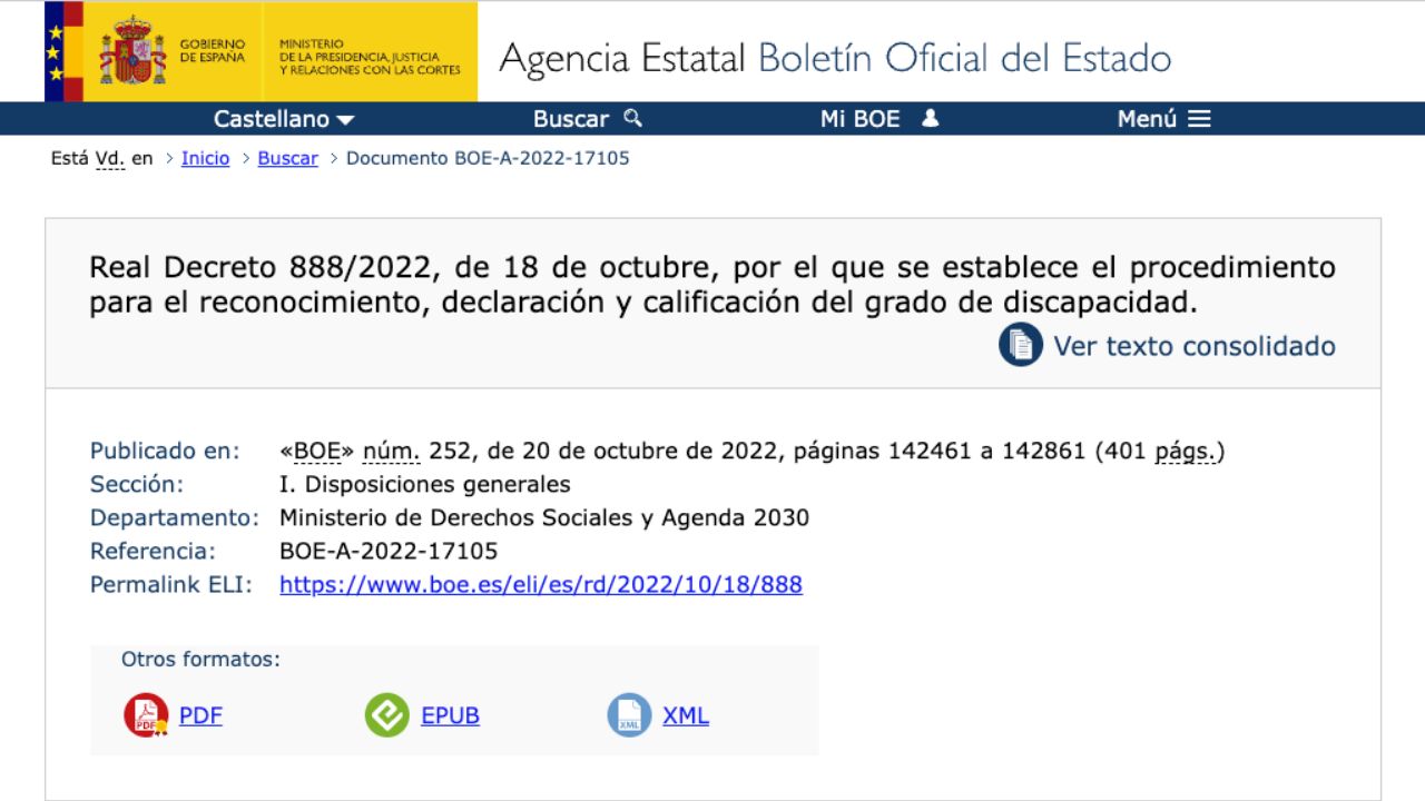 El BOE confirma cuándo será la revisión del grado de discapacidad