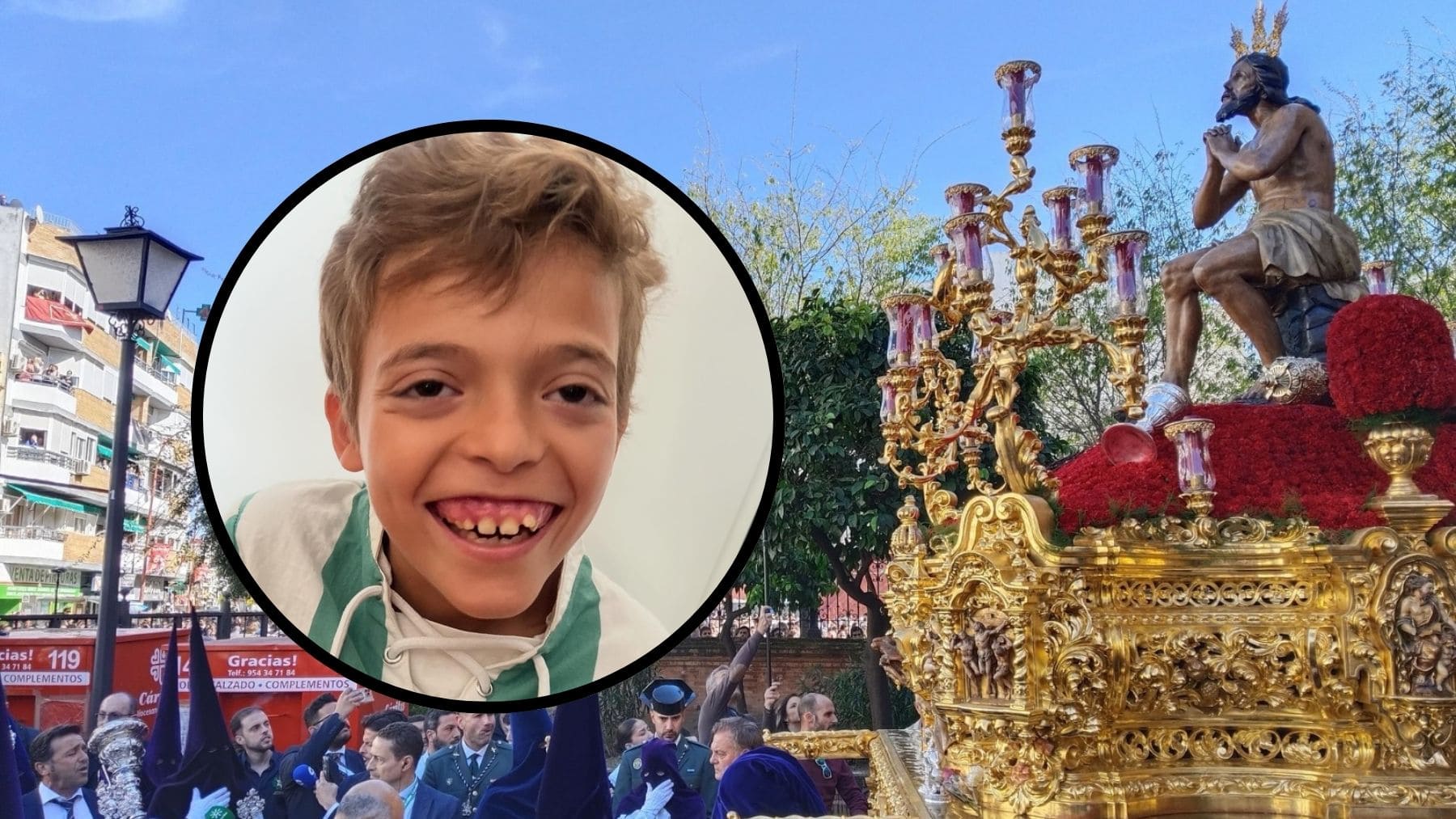 La emotiva ‘levantá’ de la Hermandad de la Estrella de Sevilla por Manuel, un niño con síndrome de Dravet
