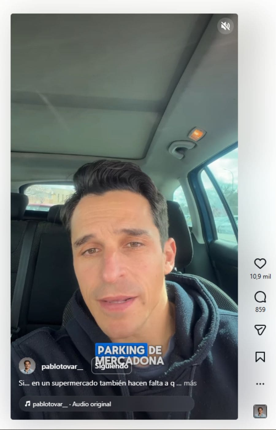 Pablo Tovar en su publicación de Instagram