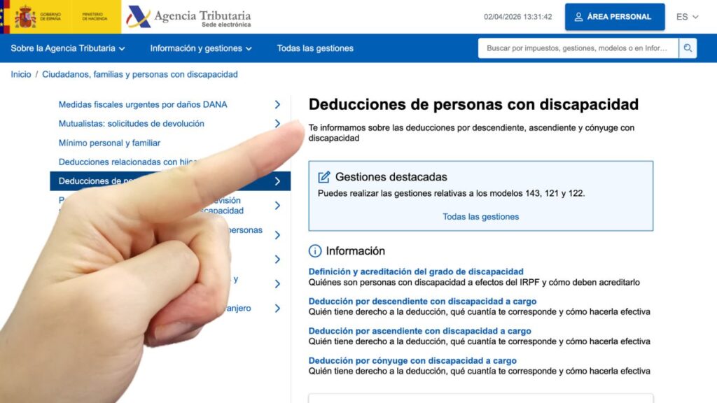 Cómo solicitar la deducción fiscal por discapacidad en la declaración de la Renta (2026)