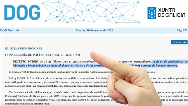 Galicia abonará un complemento de 218 euros para pensiones no contributivas en 2026