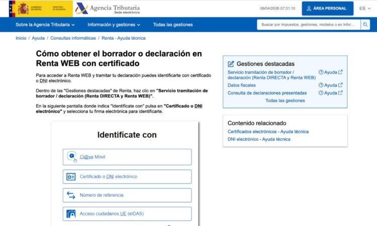 cómo acceder al borrador de la declaración paso a paso desde Renta Web