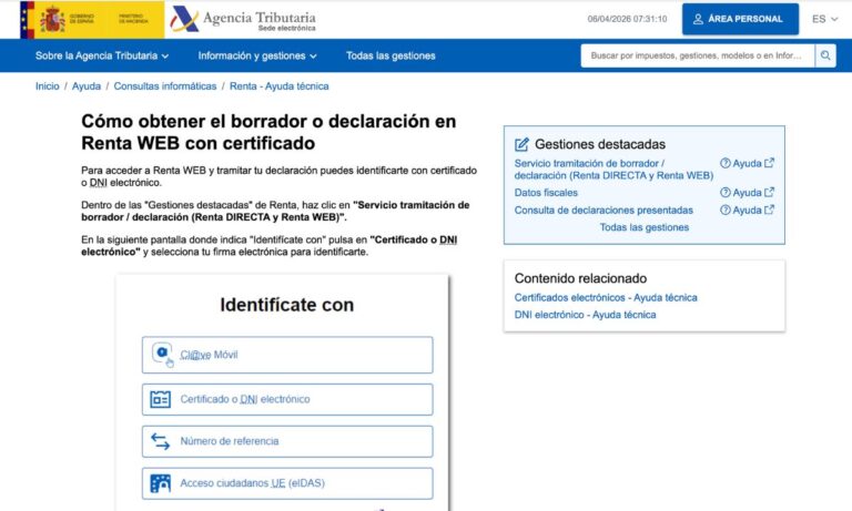 Renta 2026, cómo acceder al borrador de la declaración paso a paso ...