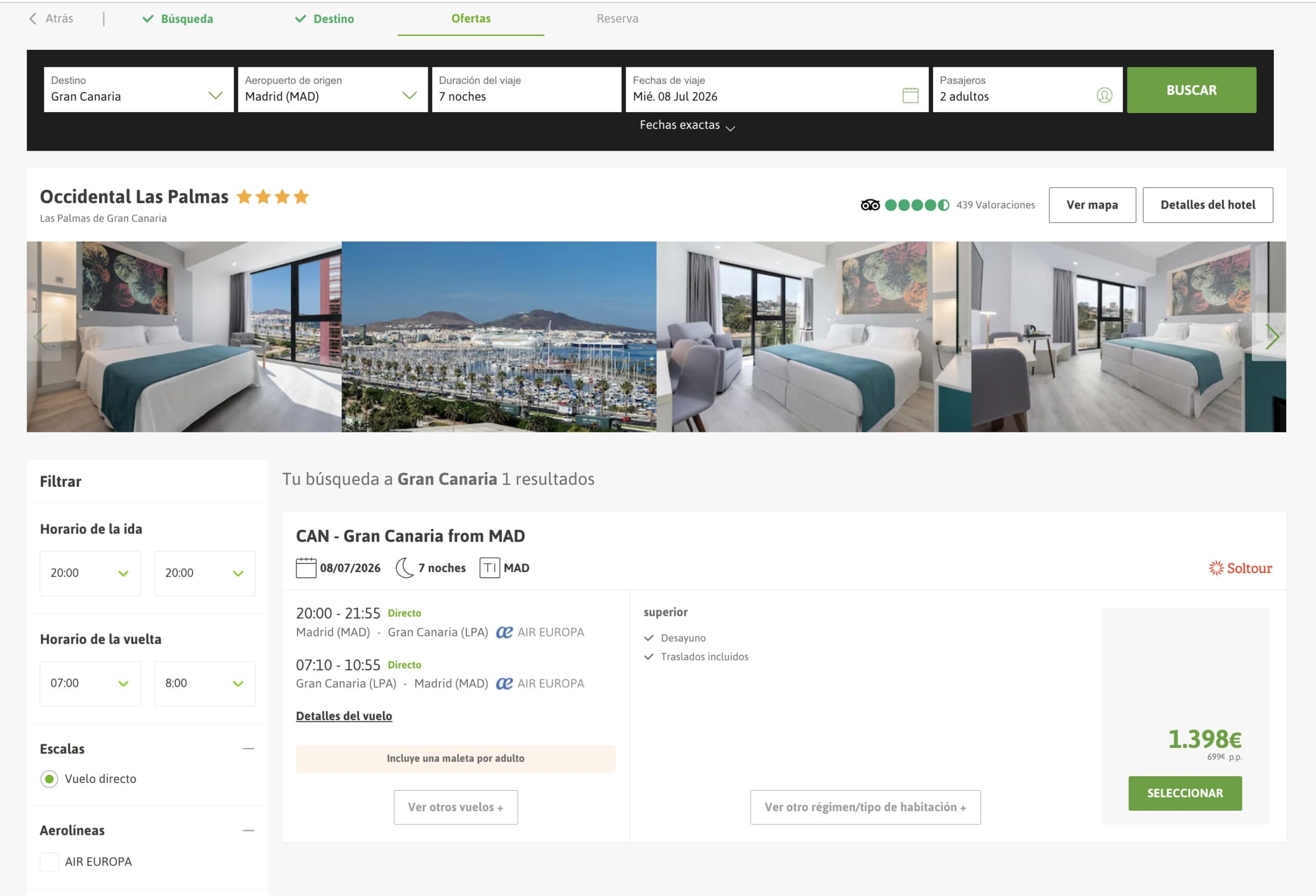 Viajes El Corte Inglés oferta una semana en Gran Canaria desde 699 euros por persona con vuelo directo desde Madrid