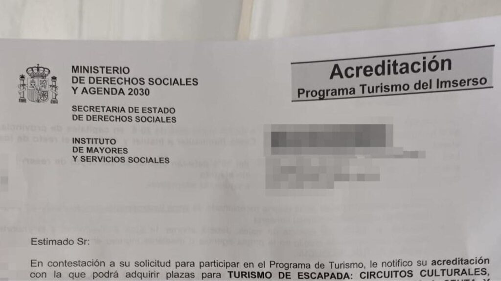 El Gobierno confirma la fecha en la que llegará la carta de acreditación para viajar con el IMSERSO en la temporada 2026/2027