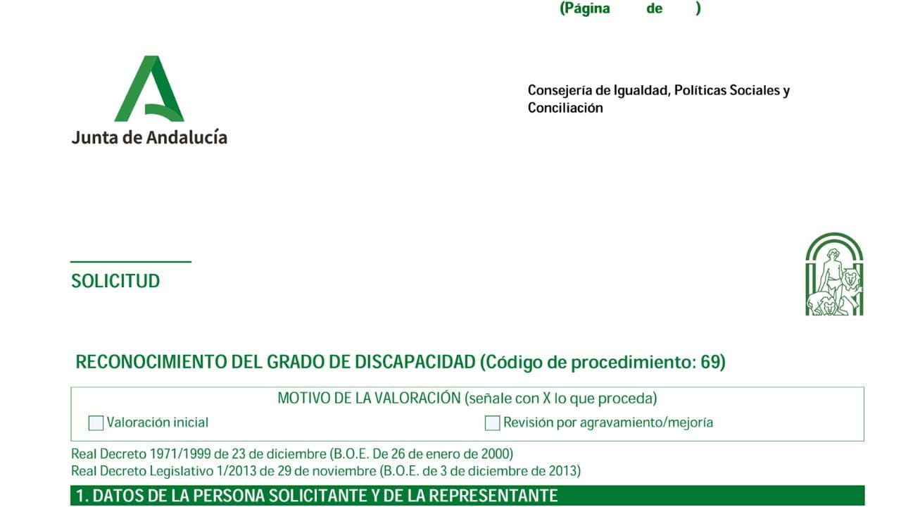 Cómo solicitar el reconocimiento del grado de discapacidad en Andalucía y qué requisitos se exigen
