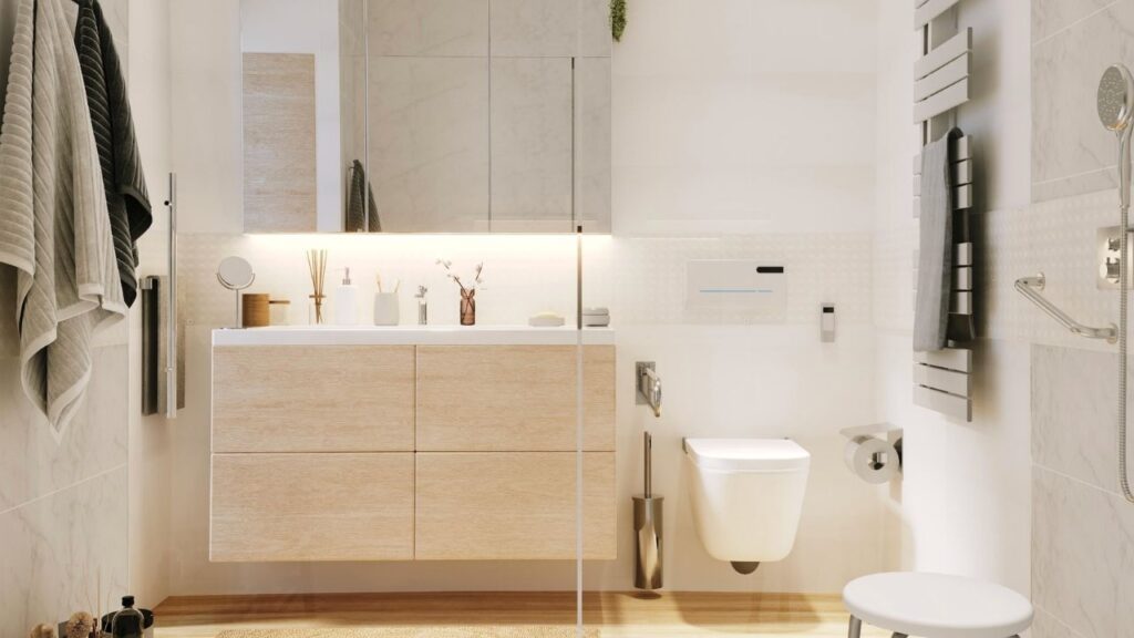 El asidero para personas mayores o con discapacidad de 12 euros de Leroy Merlin para agarrarse en el baño: 30 centímetros, cromado y recogida gratis en tienda