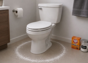 Sprinkling baking soda around the toilet