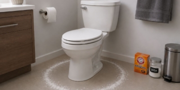 Sprinkling baking soda around the toilet